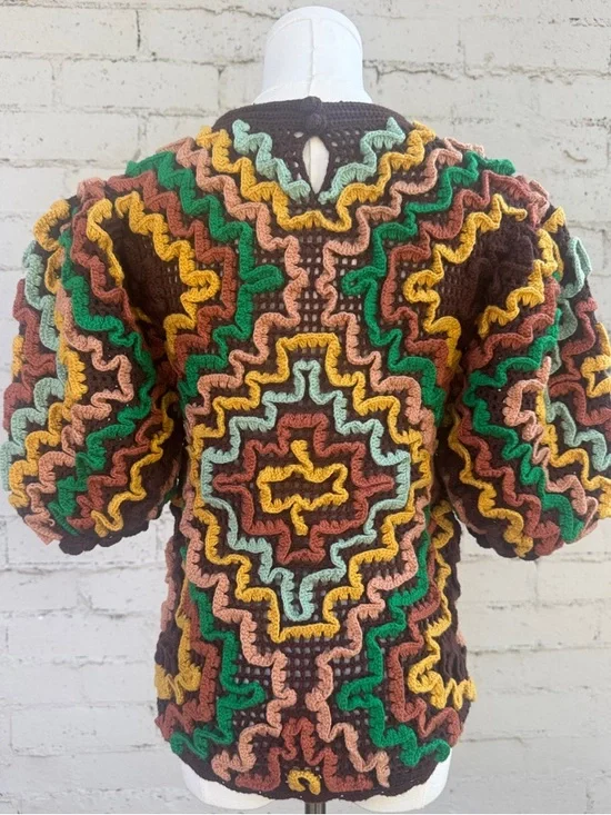 Ulla Johnson Kalila Top Fire Opal Crochet Short Sleeves Size PS (US 2-4) - Picture 7 of 16